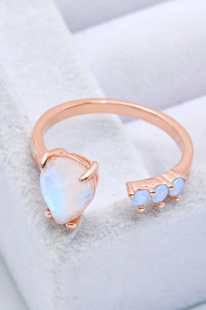 18K Rose Gold-Plated Moonstone Open Ring