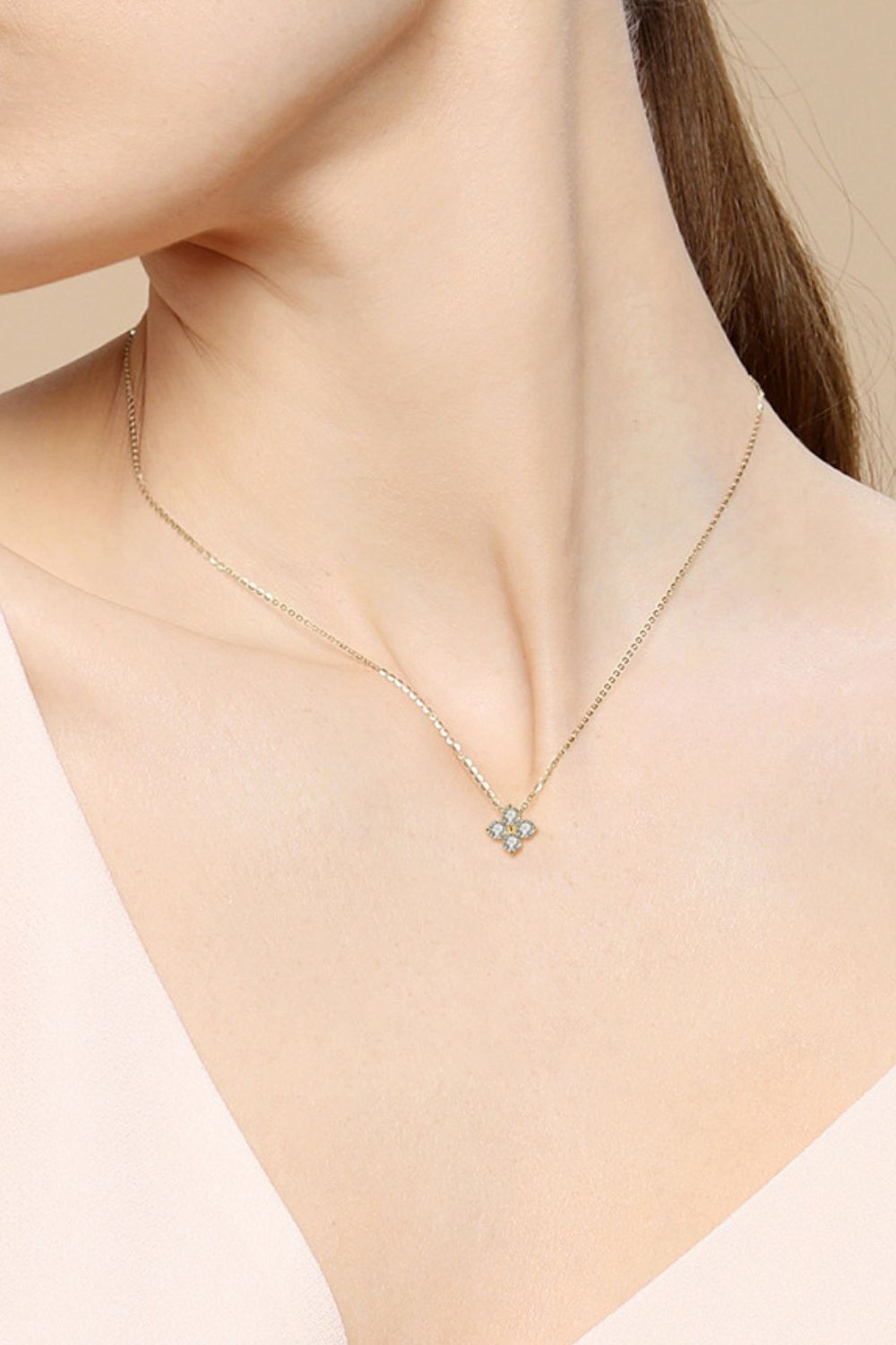 Moissanite Four Leaf Clover Pendant Necklace