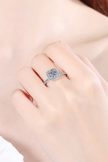 2 Carat Moissanite Square Halo Ring