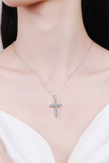 Moissanite Cross Pendant Chain Necklace