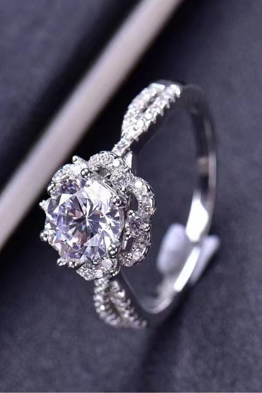 Platinum-Plated Six Prong 1 Carat Moissanite Ring