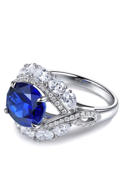 5 Carat Lab-Grown Sapphire Platinum-Plated Ring